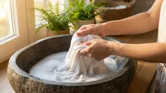 Nachts weiche ich Küchentücher und Ofenhandschuhe ein – am Morgen sind sie blitzsauber, sogar altes Fett ist weg